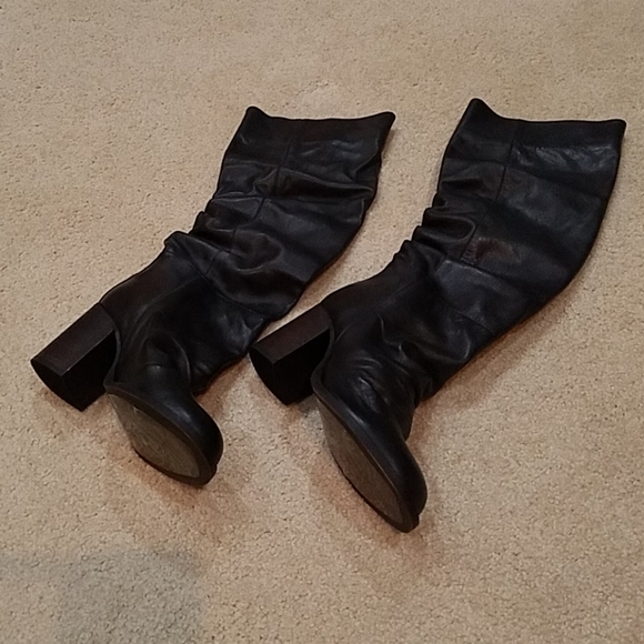 Free People Collection Elle Knee High Boots Black Leather Slouchy Sz 37 & 39 NWT - Picture 9 of 16